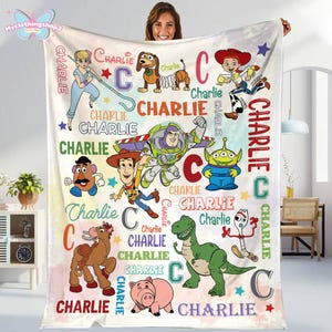 Personalized Toy Story Fleece Blanket, Buzz Lightyear Blanket,Toy Story Woody Jessie Blanket, Toy Story Aliens Blanket, Birthday Boy Blanket afbeelding 2