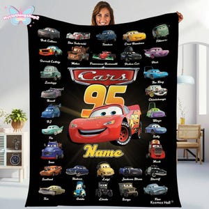Personalized Disneyland Cars Character blanket, Lightning McQueen Tow Mater Blanket, Disneycars blanket, Birthday Boy Girl gift blanket image 3