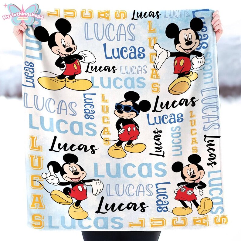 Personalized Mickey Fleece Blanket, Mickey Mouse Blanket, Disneyland Mickey Quilt, Mickey and Friends Blanket, Disneyland Throw Blanket image 4
