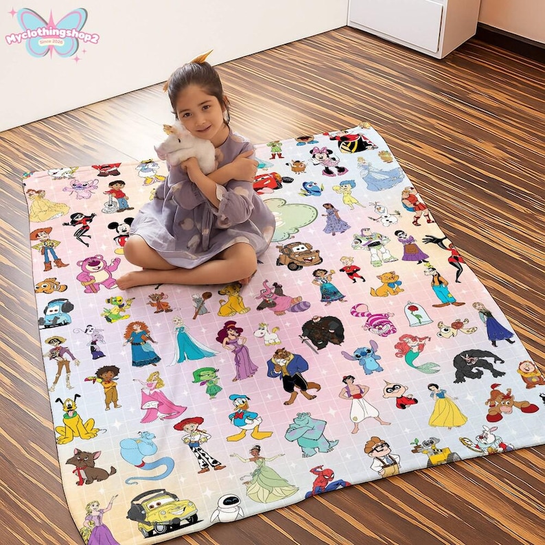 Personalized Disneyland Fleece Blanket, Mickey And Friends Blanket, Disneyland Princess Blanket, Toy Story Blanket, Movie Inspired Blanket Bild 5