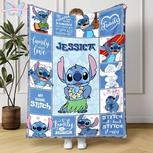 Personalized Stitch Fleece Blanket, My Name Stitch Blanket, Stitch Lovers Blanket, Fleece Blanket, Throw Blanket, Sofa Blanket image 5