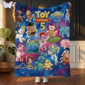 Personalized Toy Story 5 Fleece Blanket, Buzz Lightyear Blanket,Toy Story Woody Jessie Blanket, Toy Story Aliens, Birthday Boy Blanket image 1