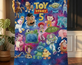 Manta polar personalizada de Toy Story 5, manta de Buzz Lightyear, manta de Woody y Jessie de Toy Story, alienígenas de Toy Story, manta de cumpleaños para niño