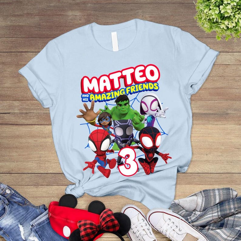 Personalized Spidey And His Amazing Friends Shirt, MCU Superhero Birthday Shirt, Superhero Birthday, Spiderman Family Matching Shirt zdjęcie 2