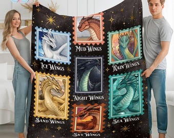 Wings Of Fire Dragons Book Blanket, Nightwings Seawings Blanket, Cozy Dragon Throw Blanket, Fantasy Bookish Blanket, Reading Book Lover Gift