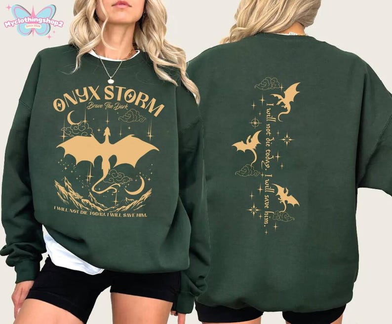 Fourth Wing Dragon Shirt Comfort Shirt, Tairn & Andarna 2 Sides TShirt, Basgiath War College Tee, Dragon Rider Onyx Storm, Gift for Reader image 3