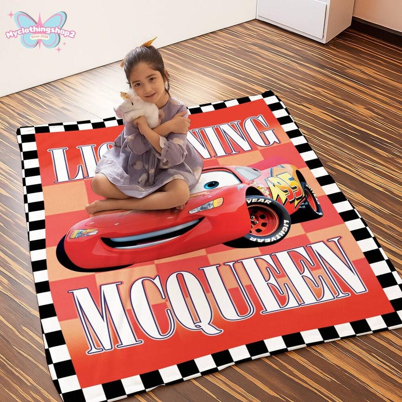 Personalized Disneyland Cars Character blanket, Lightning McQueen Tow Mater Throw Blanket,Disneycars blanket, Birthday Boy Girl Gift blanket image 5