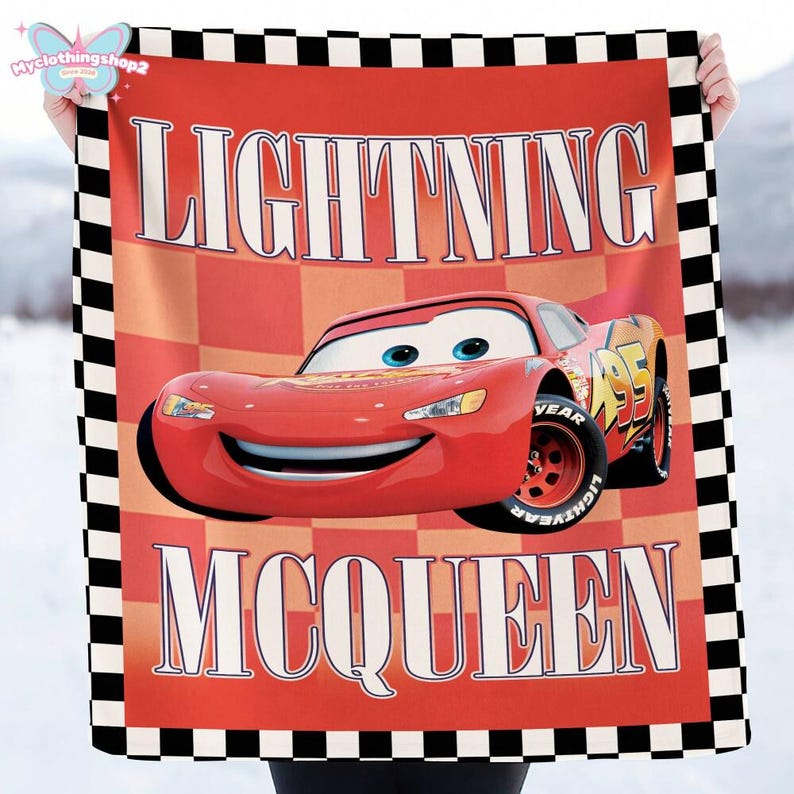 Personalized Disneyland Cars Character blanket, Lightning McQueen Tow Mater Throw Blanket,Disneycars blanket, Birthday Boy Girl Gift blanket image 4