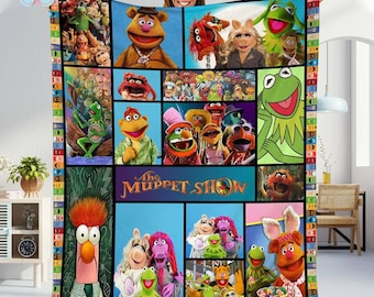 Custom Muppets Show Fleece Blanket, The Muppet Show Characters Blanket, Comedy Film Blanket, Kermit The Frog Piggy Thow Blanket