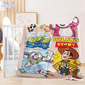 Personalized Toy Story Fleece Blanket, Buzz Lightyear Blanket, Toy Story Woody Blanket, Toy Story Aliens Blanket, Birthday Boy Blanket image 4