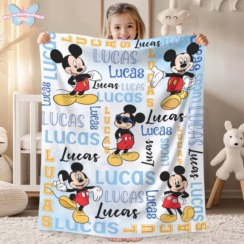Personalized Mickey Fleece Blanket, Mickey Mouse Blanket, Disneyland Mickey Quilt, Mickey and Friends Blanket, Disneyland Throw Blanket image 7