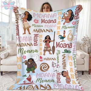 Personalized Moana Blanket, Custom Name Moana Blanket, Moana Maui Blanket, Disneyland Birthday Gift Blanket, Princess Birthday Gifts afbeelding 7