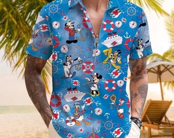 Disneybeach Hawaiian Shirt, DisneyCruise Hawaiian Shirt, Mickey Donald Hawaiian Shirt, Mickey Minnie Summer Shirt, DisneyTrip 2026 Shirt