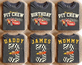 Custom Lightning McQueen Cars Birthday Theme Family T-shirt, Daddy Mommy Of Pit Crew Family Matching Tee, DisneyCars Birthday Trip Shirt