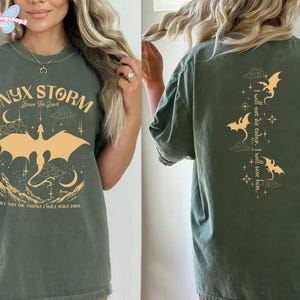 Fourth Wing Dragon Shirt Comfort Shirt, Tairn & Andarna 2 Sides TShirt, Basgiath War College Tee, Dragon Rider Onyx Storm, Gift for Reader image 2