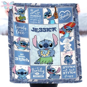 Personalized Stitch Fleece Blanket, My Name Stitch Blanket, Stitch Lovers Blanket, Fleece Blanket, Throw Blanket, Sofa Blanket image 1