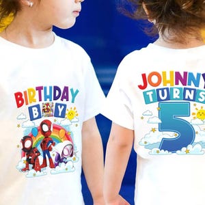 Comfort Colors Custom Spidey And His Amazing Friends ShirtBirthday Ghost Spider Shirt,Birthday Boy, Family Matching, Disneyland Gifts Shirt image 2