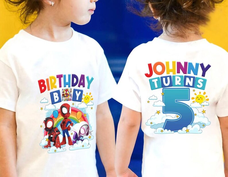 Comfort Colors Custom Spidey And His Amazing Friends ShirtBirthday Ghost Spider Shirt,Birthday Boy, Family Matching, Disneyland Gifts Shirt image 2