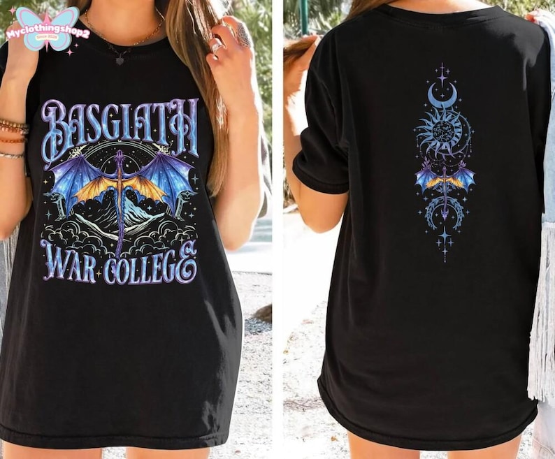 Basgiath War College Dragon Shirt, Fourth Wing Dragon Rider Shirt, Tairn Andarna Tee, Onyx Storm Gift for Fantasty Reader, Gift For Bookish image 1