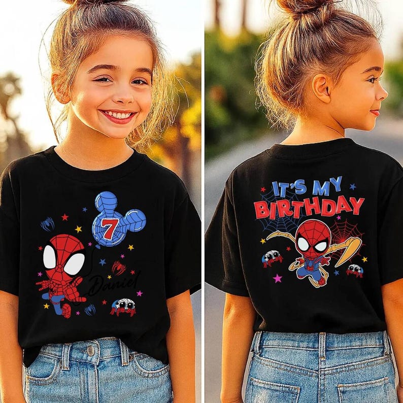 Spidey & His Amazing Friends Birthday Shirt, Mcu Custom Birthday Family Matching Tee, Ghost Spider Birthday Tee, DisneyFamily Trip Tee bild 2