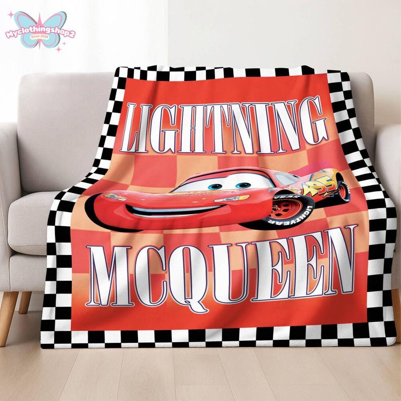 Personalized Disneyland Cars Character blanket, Lightning McQueen Tow Mater Throw Blanket,Disneycars blanket, Birthday Boy Girl Gift blanket image 2