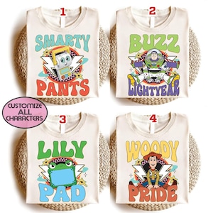Custom All Characters Toy Story 1995 Retro T-Shirt, Woody Buzz Lightyear Rex Tee, Pixar Fest, WDW Disneyland Family Vacation Trip bild 1