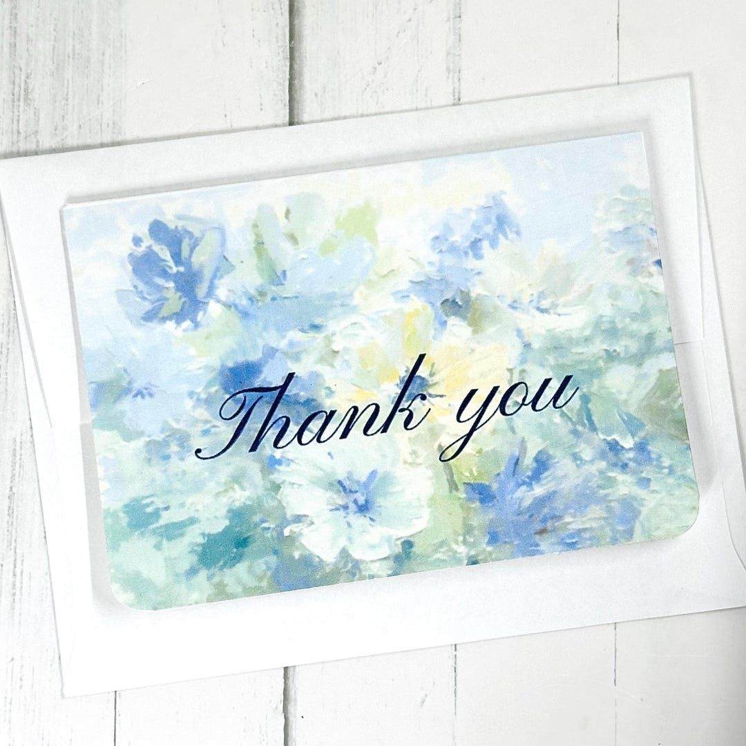 Watercolor Floral Thank You Cards Set | Blank Cottage Stationery With ...