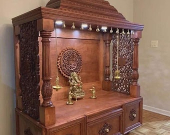 Wooden temple modern look solid teakwood as shown finish in picture handmade home decor wooden temple home and living religious shrines puja