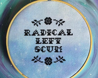 Patrón de punto de cruz en PDF para descarga digital de escoria de izquierda radical