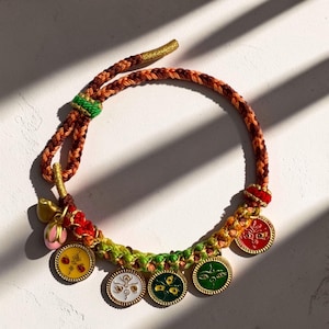 Pulsera tibetana Thangka / Amuleto de la riqueza de las ocho direcciones / Pulsera espiritual de loto / Joyería bendecida de la montaña Putuo / Regalo bohemio