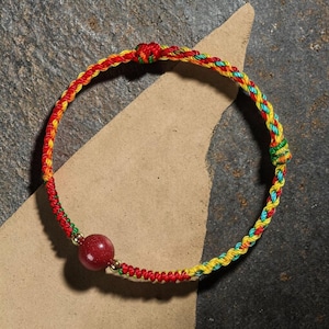 Natural Cinnabar 5-Element Bracelet | Summer Solstice & Duanwu Talisman | Root Chakra Protection Cord | Putuo Blessed Parent Child Gift