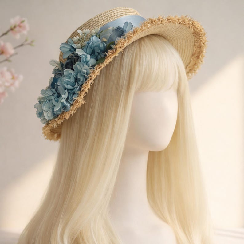 Spring Staw Hat Summer Spring Straw Hat for Women, Vintage Floral Beach Sun Hat ...