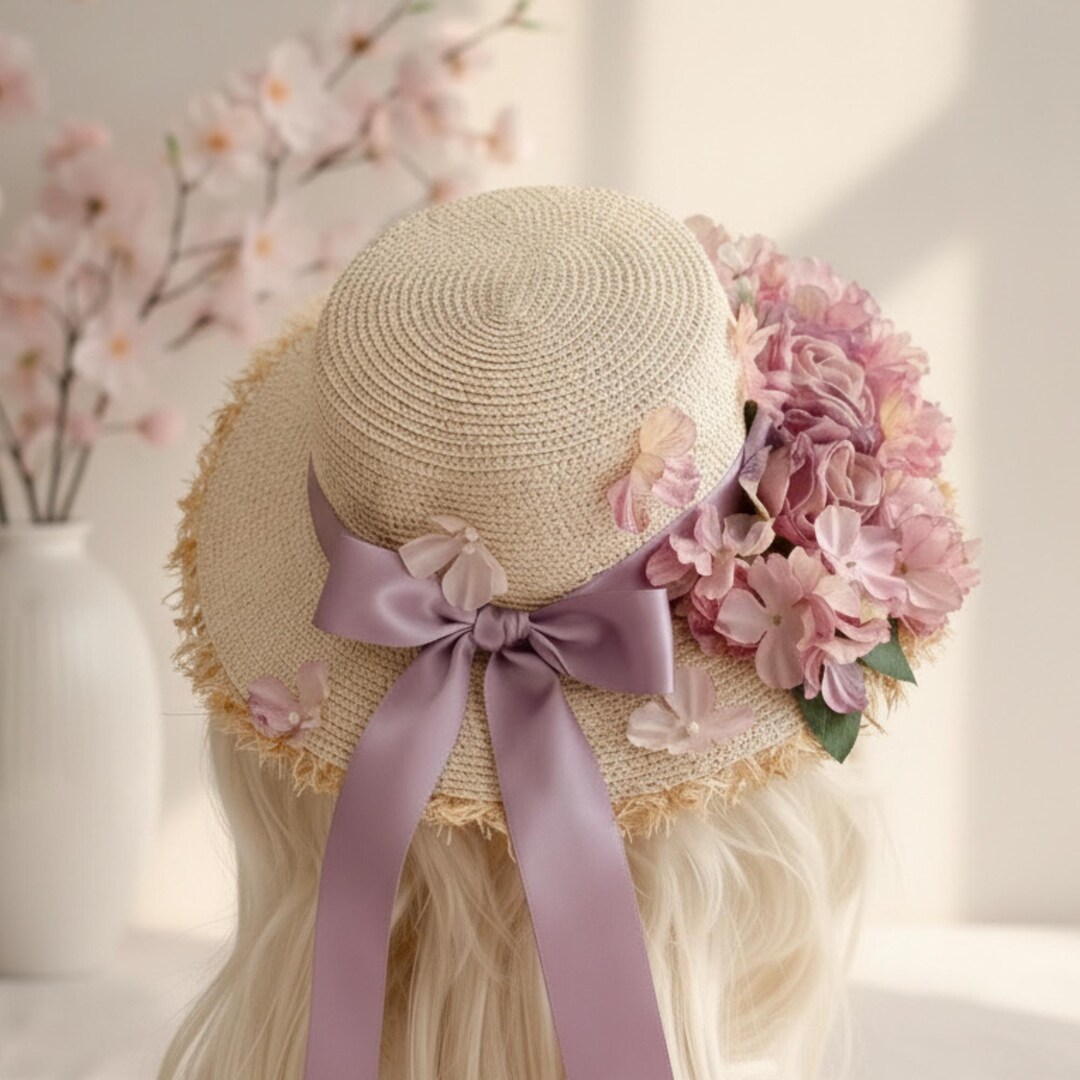 Spring Staw Hat Summer Spring Straw Hat for Women, Vintage Floral Beach Sun Hat ...
