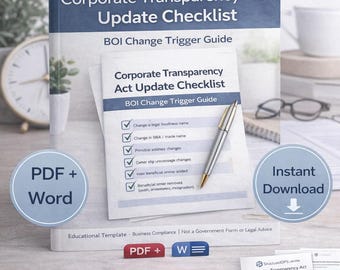Lista kontrolna aktualizacji Ustawy o przejrzystości korporacyjnej | Przewodnik po zmianach w BOI | Szablon aktualizacji sprawozdawczości FinCEN (PDF + edytowalny plik Word)