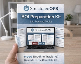 Zestaw do przygotowania BOI | Szablony raportów FinCEN BOI | Ustawa o przejrzystości korporacyjnej (PDF + edytowalny plik Word)