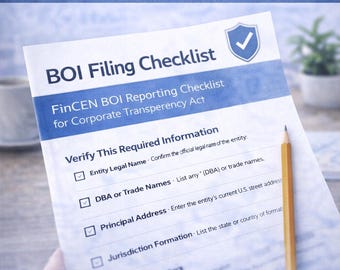 Lista kontrolna składania BOI | Lista kontrolna sprawozdawczości BOI FinCEN | Ustawa o przejrzystości korporacyjnej (PDF)
