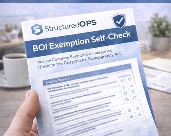 Samodzielna kontrola zwolnienia z obowiązku rejestracji BOI | Szablon jednostki zwolnionej z obowiązku rejestracji BOI w FinCEN | Ustawa o przejrzystości korporacyjnej (PDF + edytowalny plik Word)