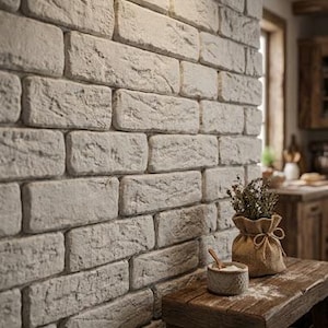 White Brick Veneer Tiles, Gypsum Brick Backsplash, Loft Wall Cladding, Fireplace Faux Brick, Faux Stone Panels, Kitchen Wall Decor