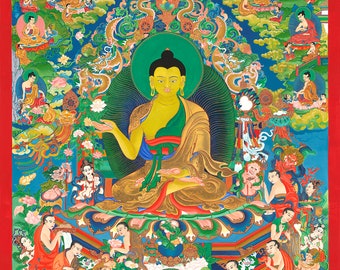 Buddha Teaching the Lotus Sutra thangka