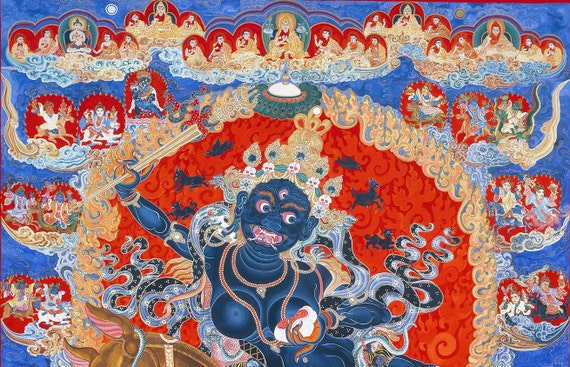 Palden Lhamo / Shri Devi Tibetan Thangka. Buddhist Protector