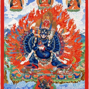 Yamantaka / Vajrabhairava Tibetan Thangka Fine Art Tantric Meditation Buddha Giclee Print from Original Artwork by Kayla Komito Dorje Jigje