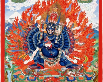 Yamantaka / Vajrabhairava Tibetan Thangka Fine Art Tantric Meditation Buddha Giclee Print from Original Artwork by Kayla Komito Dorje Jigje