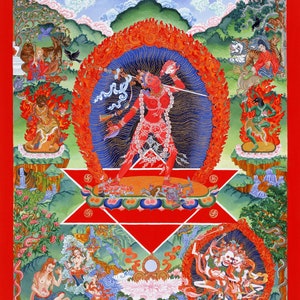Vajrayogini / Vajradakini Tibetan Thangka Female Buddha Goddess Meditation Icon Fine Art Giclee Print by Kayla Komito