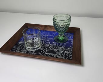 Bandeja multiusos de cuero y madera hecha a mano: organizador minimalista.