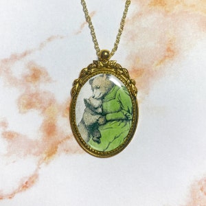 Little Bear with Mother Bear Gold Pendant Necklace