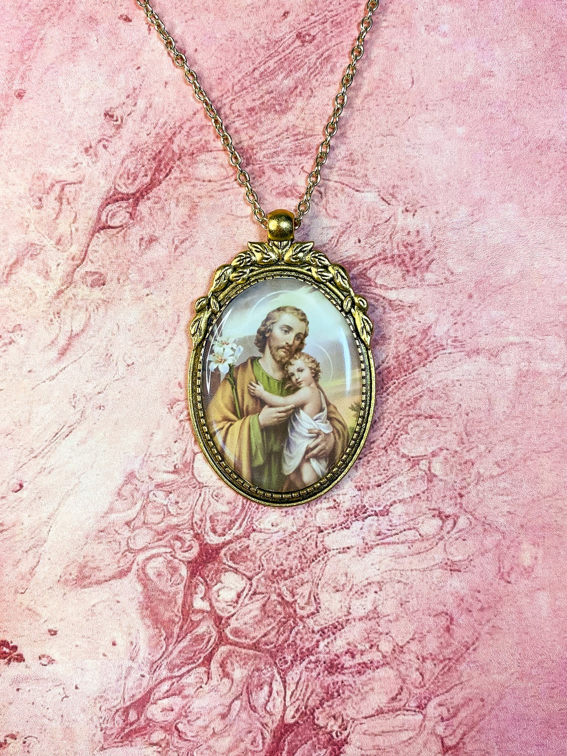 St joseph necklace gold Clearance