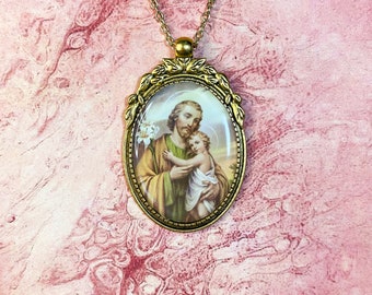 Saint Joseph Gold Pendant Necklace