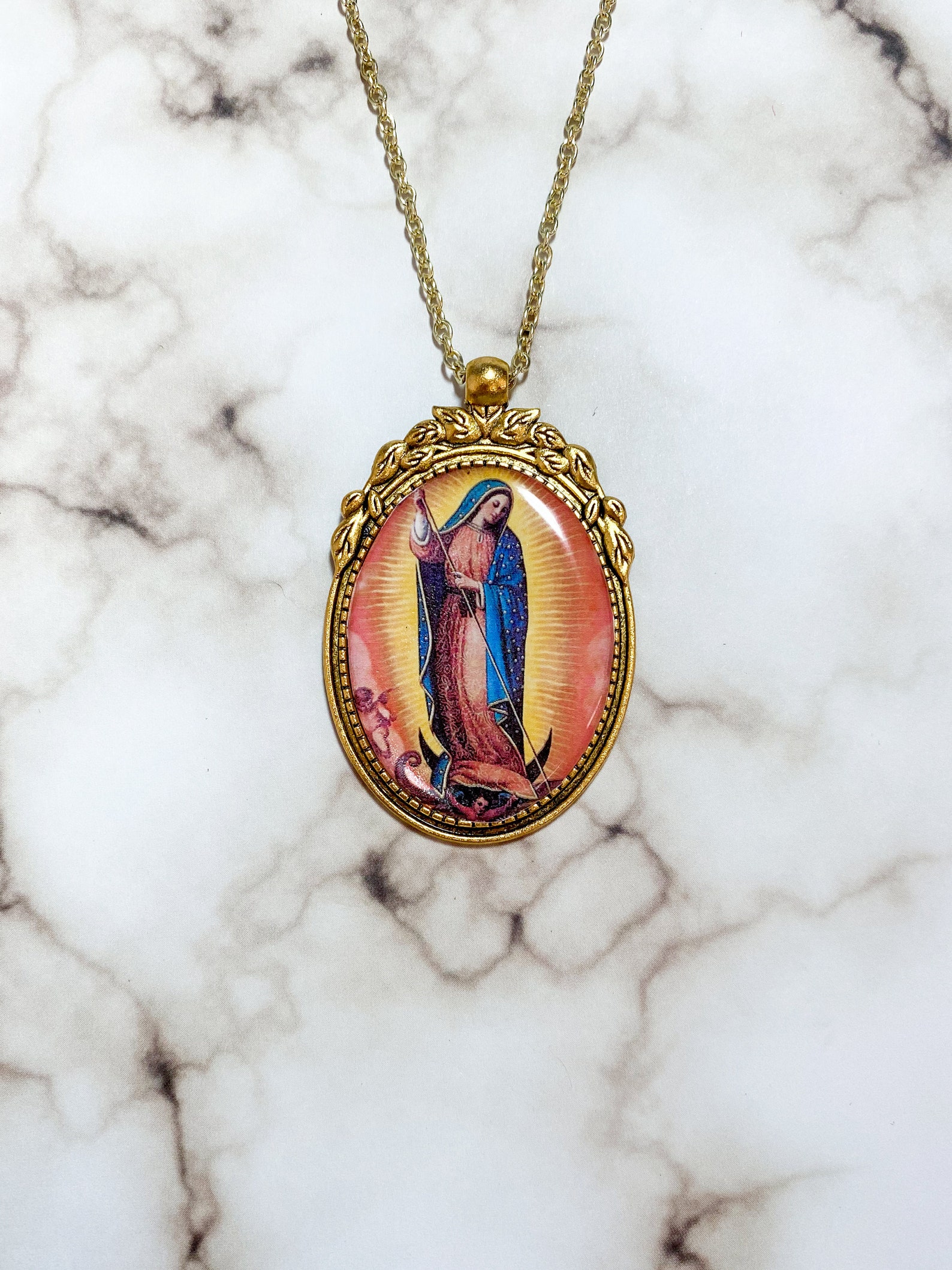 lady of guadalupe necklace gold