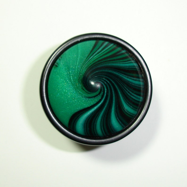 Elegant Emerald Green & Black Swirl Knobs by Etsy