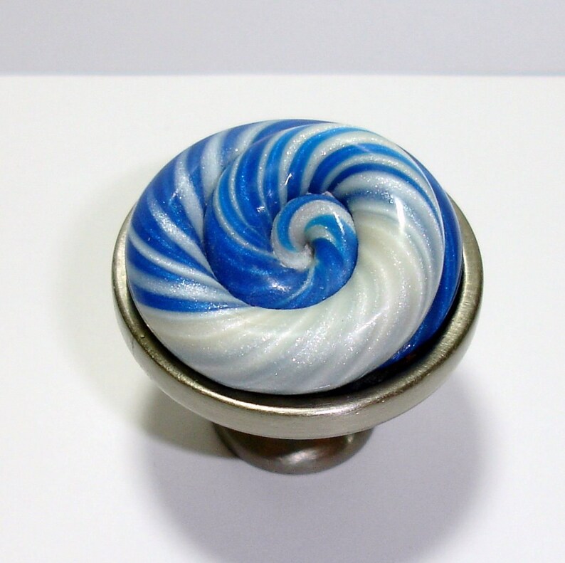Beautiful Spiral Drawer Knobs in Blue and White by Etsy